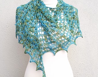 Crochet Shawl Pattern - one skein lace asymmetric summer PDF