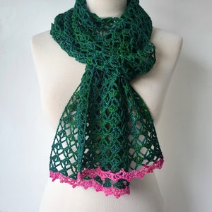 Crochet Lace Scarf Easy Pattern PDF One Skein Project image 2