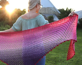 Summer Fuchsia Shawl : Crochet Shawl Pattern PDF Scheepjes Whirl Gradient