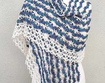 Crochet Wrap Pattern PDF Vintage Lace Fingering Weight Yarn