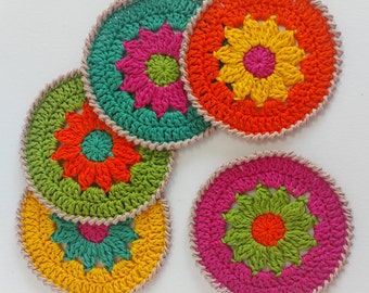 Crochet Flower Coasters - Fun and easy pattern PDF