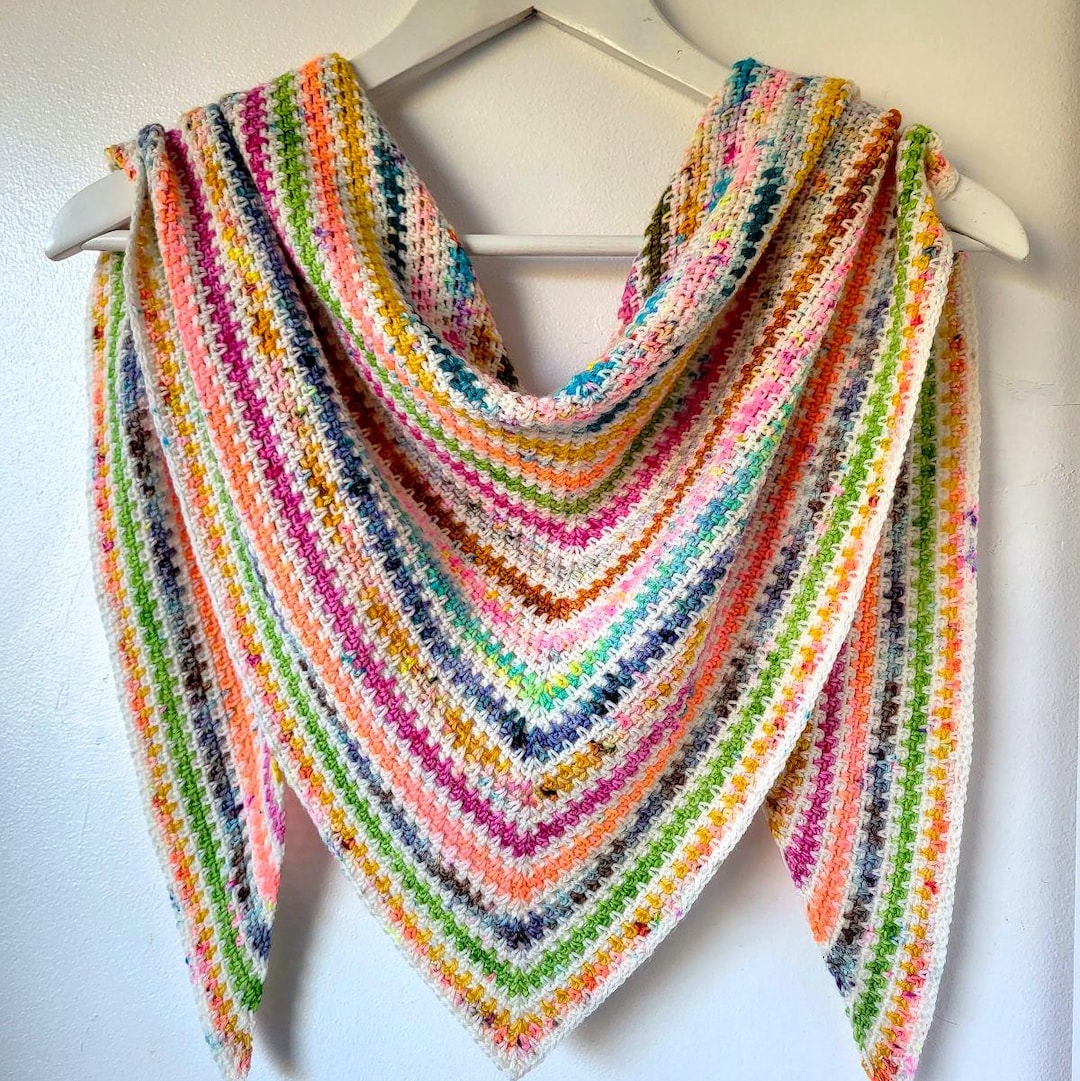 Crochet Moss Stitch Shawl Pattern - Triangle Crochet Scarf PDF - Etsy