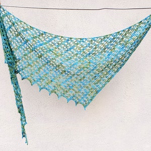 Crochet Shawl Pattern one skein lace asymmetric summer PDF image 3