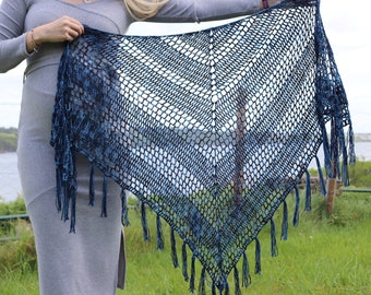 Crochet Triangle Shawl Festival Style easy pattern PDF