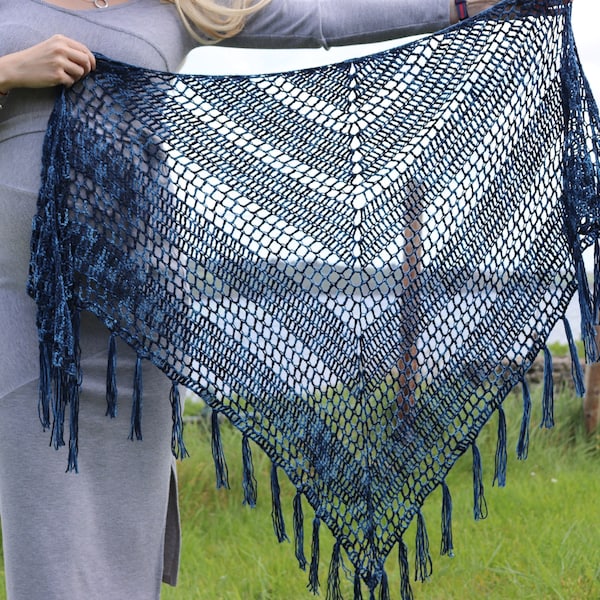 Crochet Triangle Shawl Festival Style easy pattern PDF