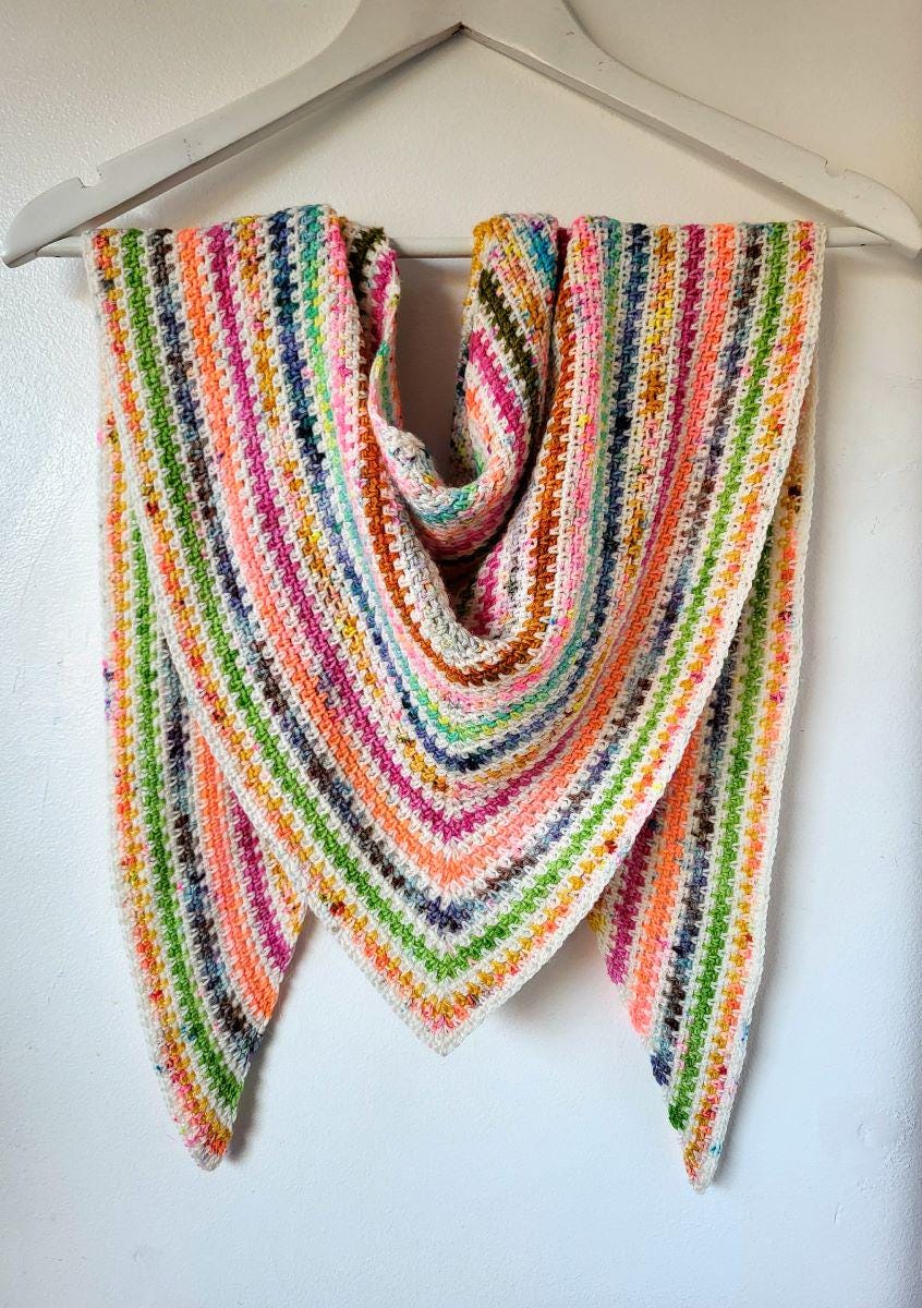 Crochet Moss Stitch Shawl Pattern - Triangle Crochet Scarf PDF - Etsy