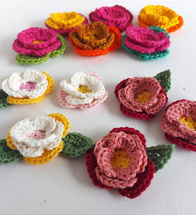 Crochet 3D Peony Flowers Easy Crochet Embellishments image 3