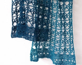 Patrón de bufanda de encaje a crochet PDF - Puntada fácil y delicada para envoltura de crochet