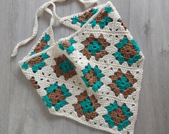 Crochet Granny Square Head Scarf Bandana easy pattern PDF