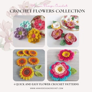 4 Easy Crochet Flower Patterns eBook  - Crochet Flower Patterns PDF