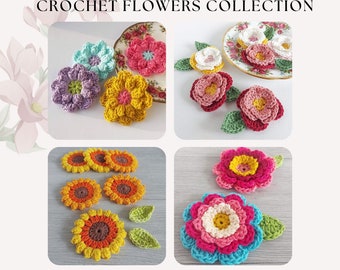 Crochet Flower Patterns eBook: 4 Easy Designs (PDF Pattern)