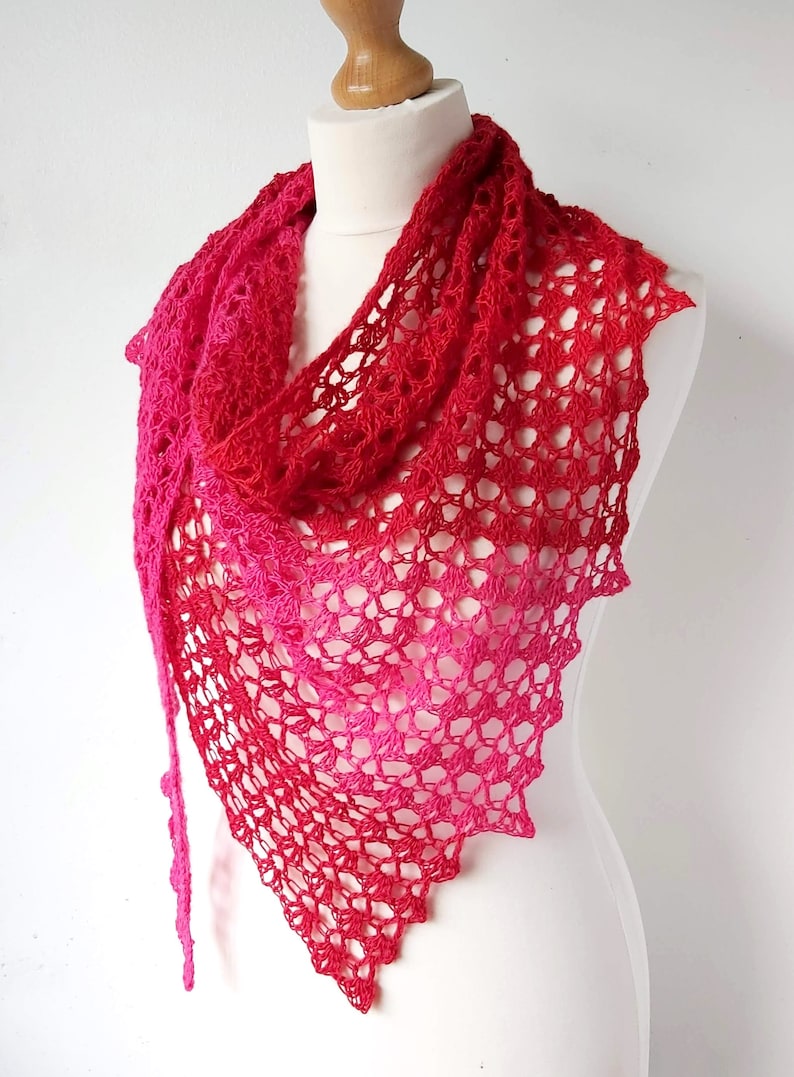 Crochet Shawl Pattern One Skein Asymmetric crochet scarf easy pattern PDF image 2