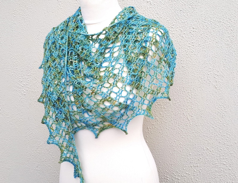 Crochet Shawl Pattern one skein lace asymmetric summer PDF image 2