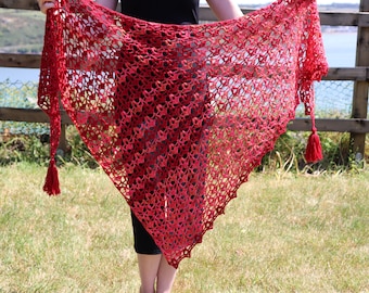 Rua - Crochet Lace Triangle Shawl Pattern PDF