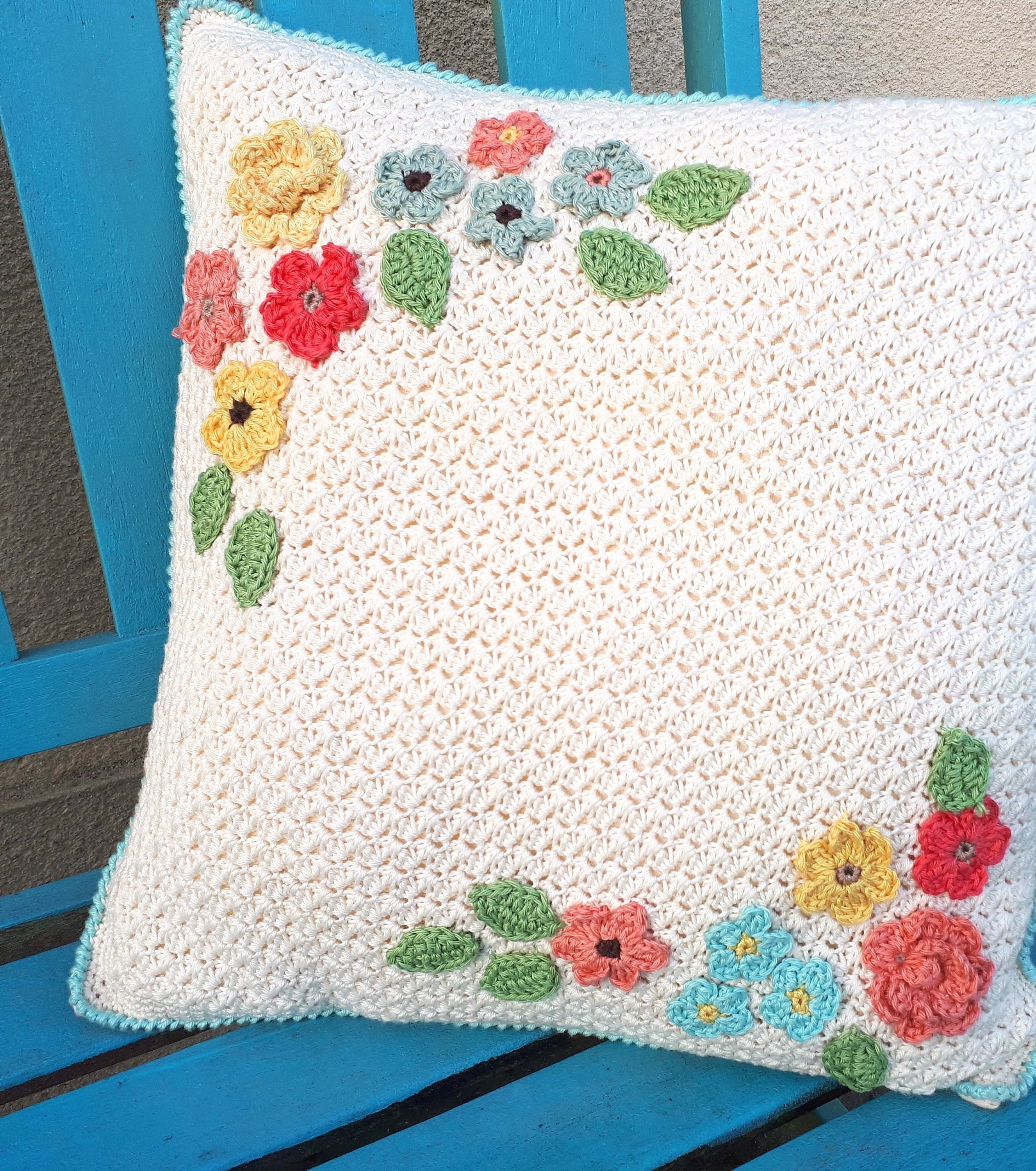 Crochet Pillow Cushion Crochet Flowers PDF Pattern - Etsy
