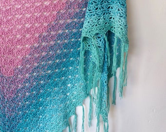 Crochet Lace Triangle Shawl Pattern: Gradient Yarn (PDF Pattern)