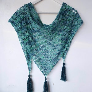 One Skein Crochet Lace Shawl Pattern fingering triangle crochet scarf easy pattern PDF image 3