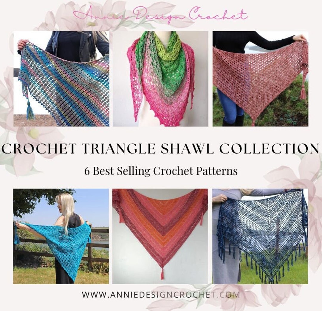 Crochet Triangle Shawl Pattern Bundle: 6 Easy Designs (PDF Ebook) - Etsy