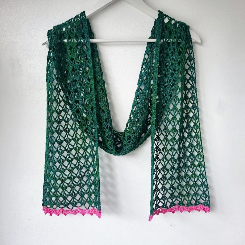 Crochet Lace Scarf Easy Pattern PDF One Skein Project image 6