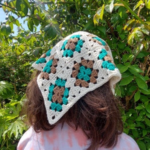 Crochet Granny Square Head Scarf Bandana easy pattern PDF image 4