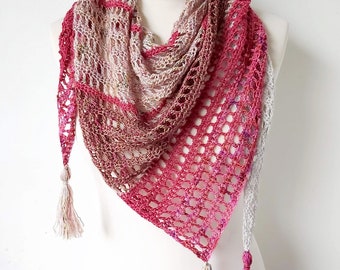 Crochet Shawl Pattern - Boomerang One Skein - Mini Skeins - Fingering weight PDF