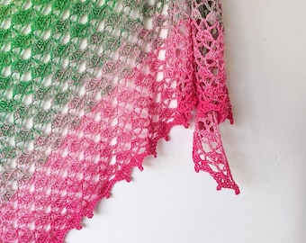 Patrón de chal de encaje a crochet: Bufanda triangular fácil con punto de concha (PDF)