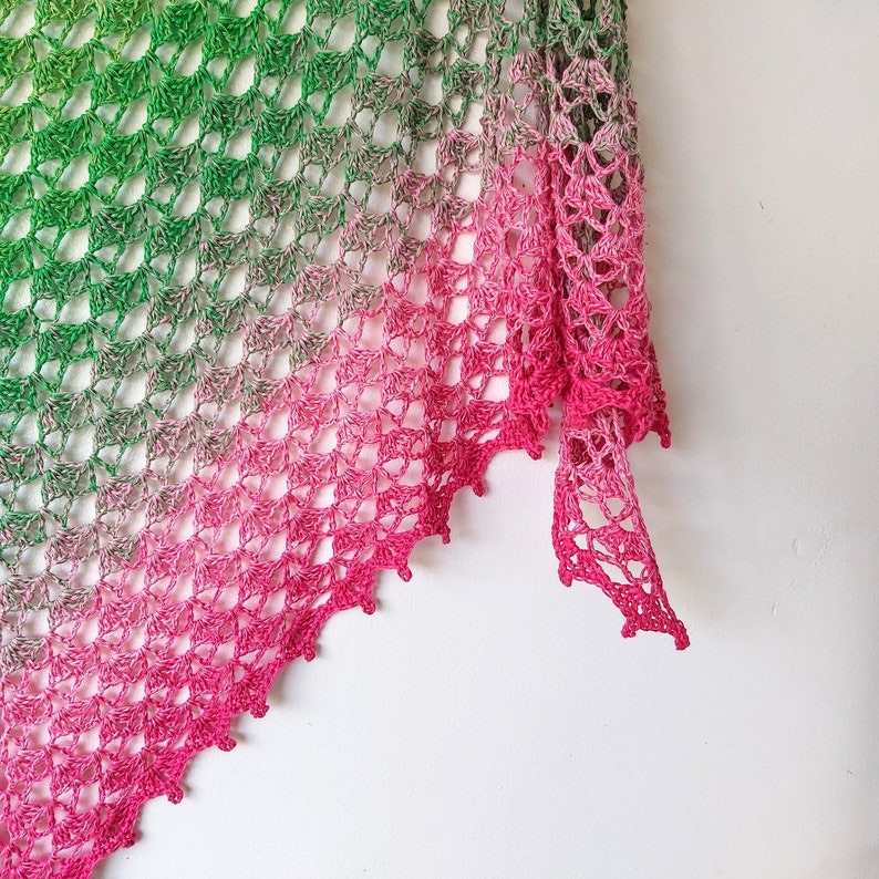 Crochet Shawl Pattern Lace Shells triangle crochet scarf easy pattern PDF image 1