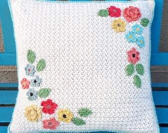 Crochet Pillow Cushion Crochet Flowers PDF pattern
