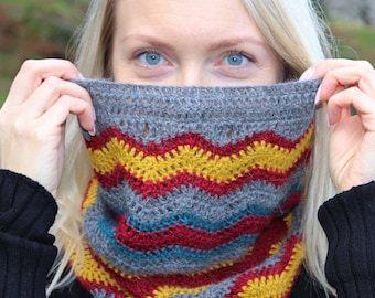 Crochet Cowl Pattern PDF Ripple Chevron Alpaca Boho