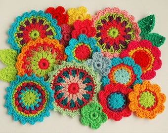 Crochet Flower Pattern - Mini Mandala Crochet Applique pattern instant download