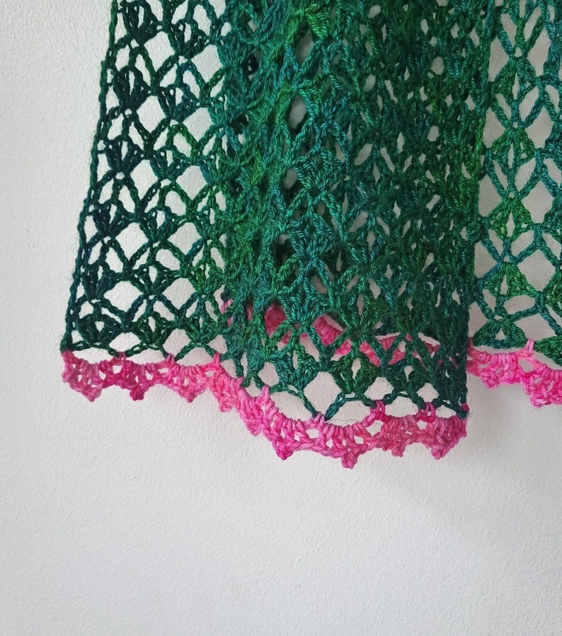 Crochet Lace Scarf Easy Pattern PDF One Skein Project image 5