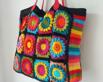 Crochet Granny Square Bag - PDF pattern - Sunflower Squares