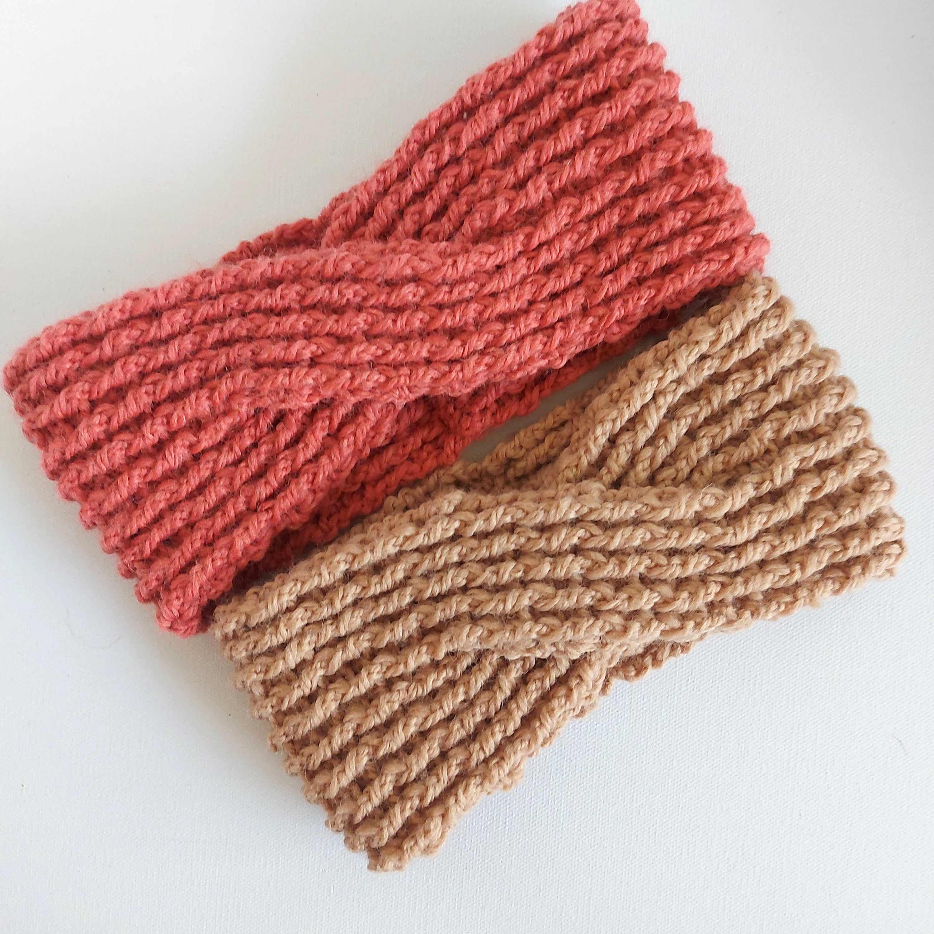 2 Knitted Headbands in Dark Brown Cabled + Textured Handmade Soft Cozy Accessory Headband or Earwarmer? . What do you call these cozy little  main image 2