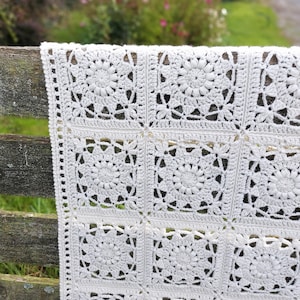 Crochet Blanket Pattern - Flower Squares Vintage Inspired Baby Blanket PDF