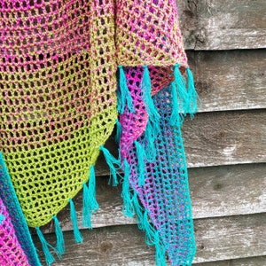 Crochet shawl scarf PDF pattern boho fringe