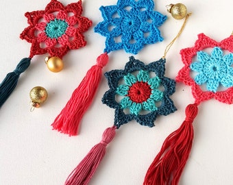 Crochet Christmas Star Pattern: Tassel Ornament (PDF Pattern)