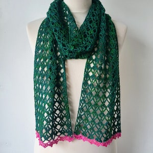 Crochet Lace Scarf Easy Pattern PDF One Skein Project image 4