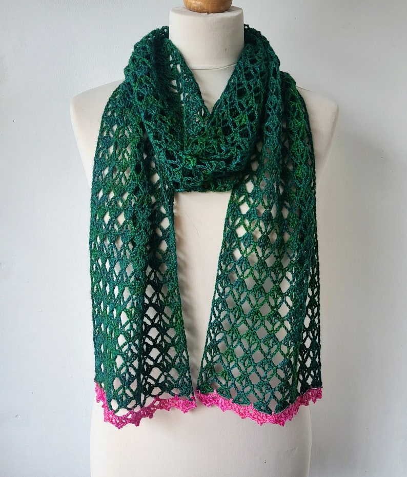 Crochet Lace Scarf Easy Pattern PDF One Skein Project image 4