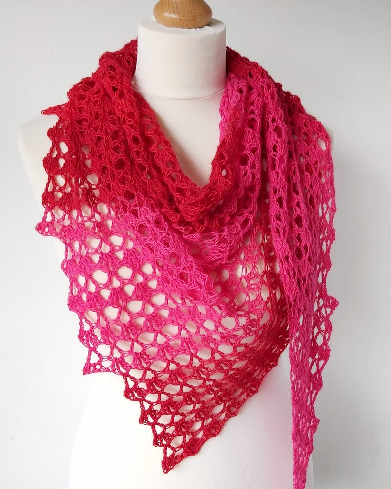 Crochet Shawl Pattern One Skein Asymmetric crochet scarf easy pattern PDF image 3