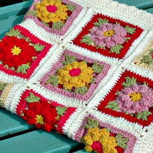 Vintage Flower Blanket Crochet Pattern Retro Baby Throw Instant ...