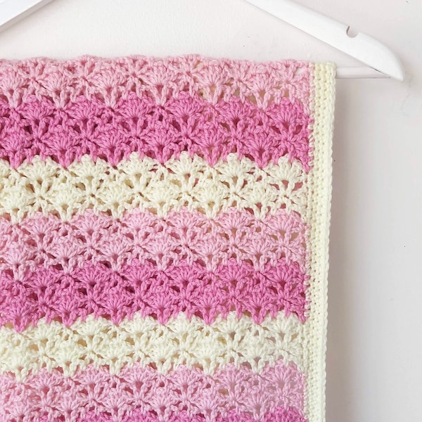 Crochet Baby Blanket Pattern - Lacy Shell Crochet Vintage Inspired Blanket