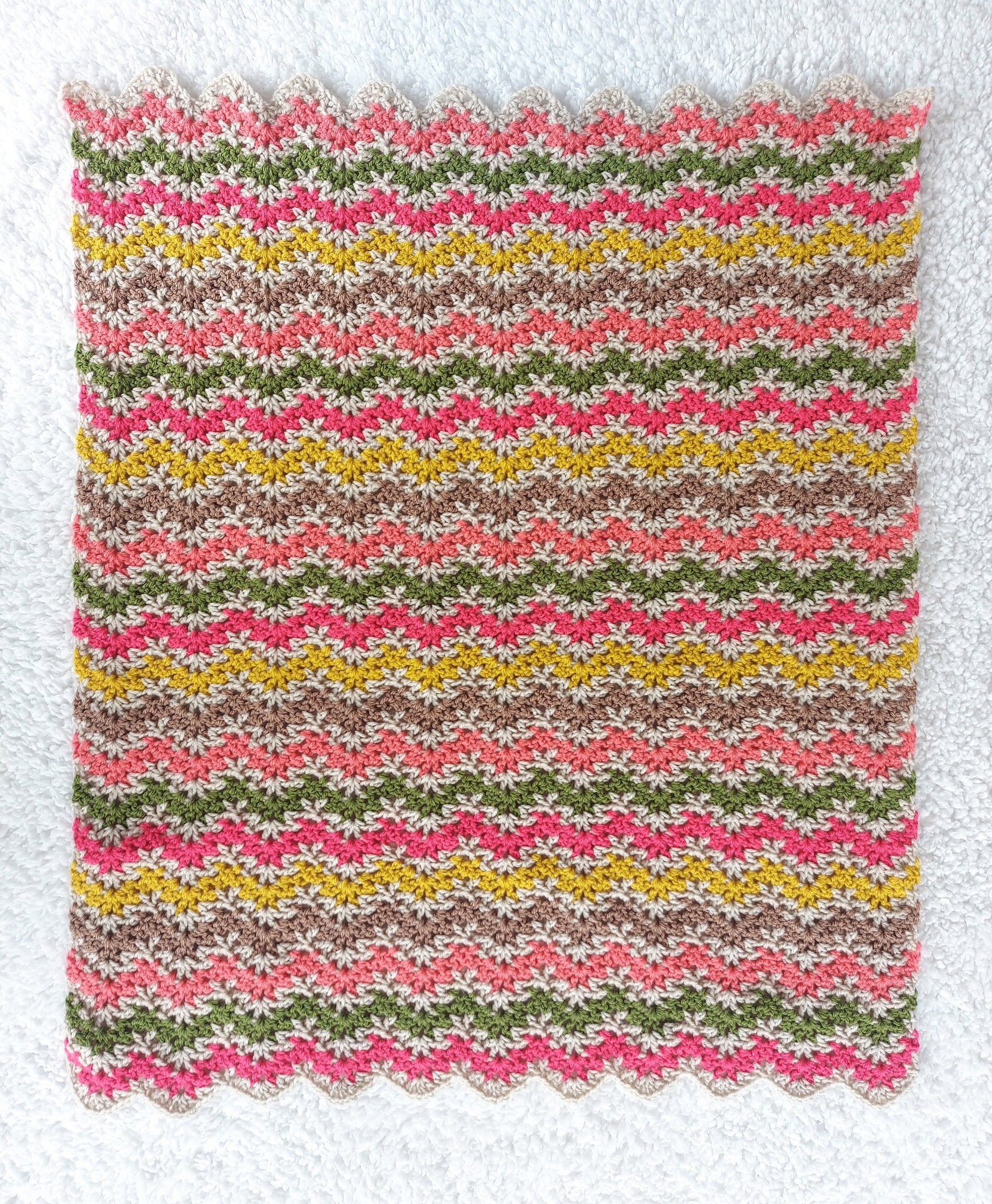 Crochet Ripple Baby Blanket Pattern Lacy V Stitch Blanket Etsy