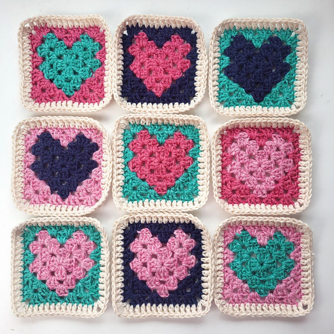 Crochet Granny Heart Square Pattern PDF - Etsy