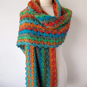 Crochet Wrap Shawl Colourful Boho Pattern pdf