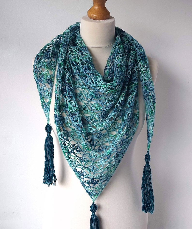 One Skein Crochet Lace Shawl Pattern fingering triangle crochet scarf easy pattern PDF image 2