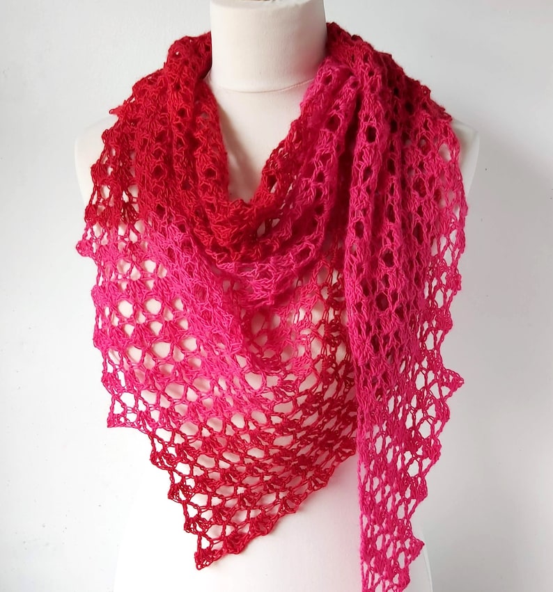 Crochet Shawl Pattern One Skein Asymmetric crochet scarf easy pattern PDF image 4