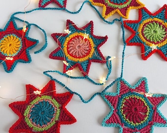 Christmas Crochet Star Garland -  Holiday Decoration PDF Pattern