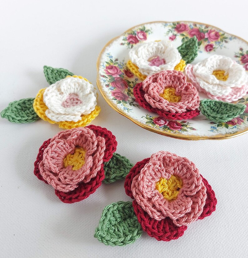 Crochet 3D Peony Flowers Easy Crochet Embellishments image 4