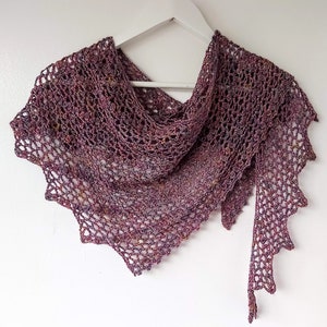 One Skein Crochet Shawl Pattern - fingering - asymmetric - crochet scarf easy pattern PDF