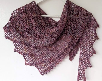 One Skein Crochet Shawl Pattern - fingering - asymmetric - crochet scarf easy pattern PDF
